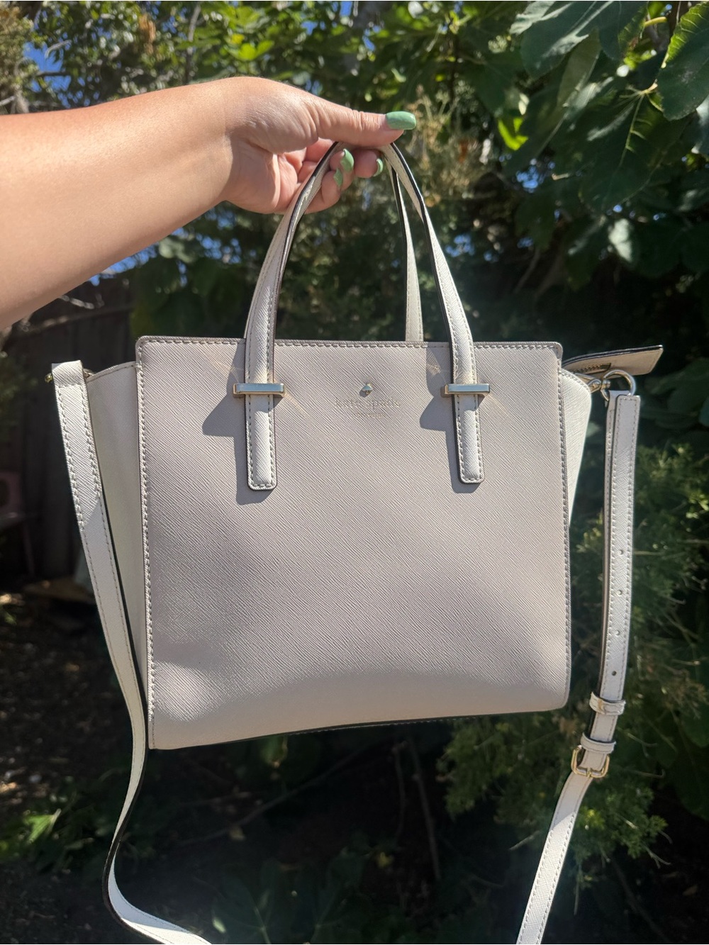kate spade cream satchel with gold hardware